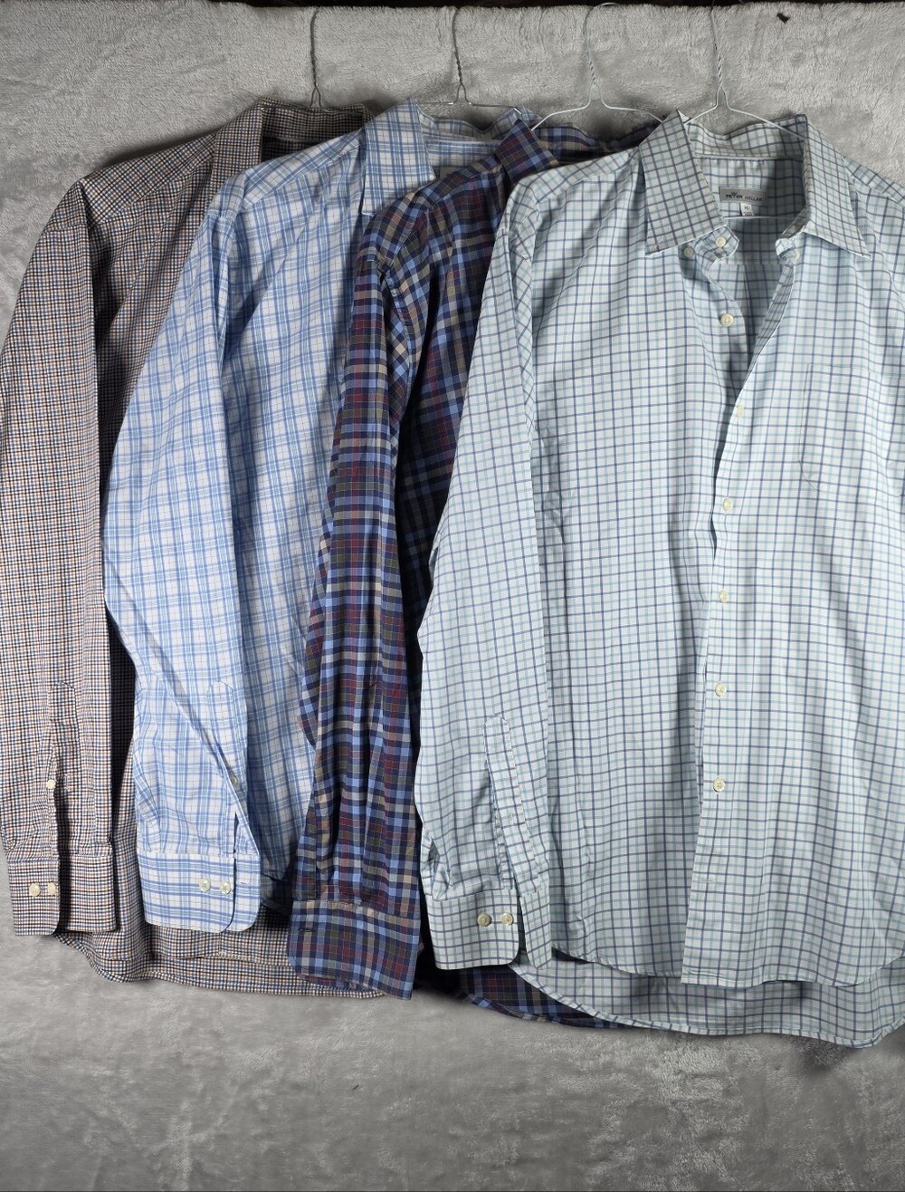 Peter Millar Lot Of 4 Long Sleeve Button Down Men Extra Large Plaid Cotton Blend